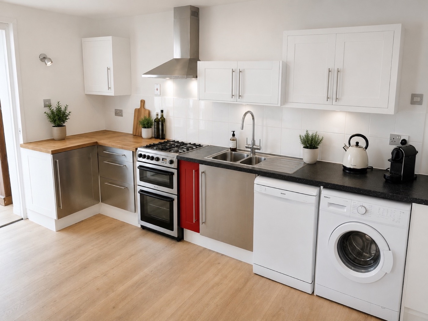 Bright, fully equipped kitchen at The Coach House
